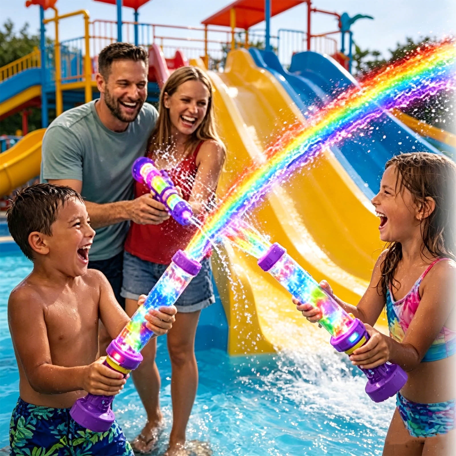 Glowing Rainbow LED Water Blaster, Summer Fun That Pops Like Magic, Creative Squirt Water Blaster, Firework Spray Water Soaker for Pool Party Outdoor Summer Water Games