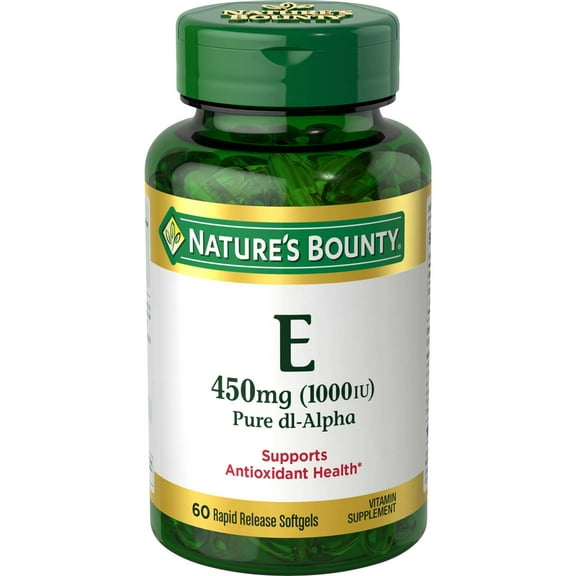 Nature’s Bounty Vitamin E 1000 IU Softgels for Heart Health Support, 60 Count