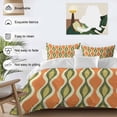 thumbnail image 3 of 3 Piece Orange Green Geometric Duvet Cover Set Queen Size, Microfiber Comforter/Quilt Cover with Corner Ties and 2 Pillowcases, Abstract Moire Contemporary All Season Soft Bedding with Zipper Closure, 3 of 8