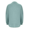 thumbnail image 4 of Olyvenn Womens Tops Button Down Shirts Spring Long Sleeve Lapel Neck Jacket Loose Ribbed Knit Work Blouses with Pocket Sky Blue 6, 4 of 9