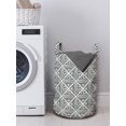 thumbnail image 3 of Abstract Laundry Bag, Boho Style Tribal Geometric Squares and Circles Triangles Contemporary, Basket with Handles Drawstring Closure for Laundromats, 13" x 19", Charcoal Grey White, by Ambesonne, 3 of 4
