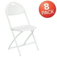 thumbnail image 4 of Emma + Oliver 8 Pack 650 lb. Capacity White Plastic Fan Back Folding Chair, 4 of 15