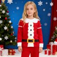 thumbnail image 4 of Tisuna Little Girls Boys Christmas Outfits Santa Print Long Sleeve Crew Neck Homewear Fashion Cute Autumn Winter Kids Christmas Nightwear Red Size 8-9 Years, 4 of 7