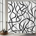 thumbnail image 2 of Black and White Shower Curtain Abstract Art Striped Shower Curtain with Hooks Modern Home Decor Luxury Hotel Style Waterproof Polyester Fabric Bath Curtain 70"W x 72"L (Pack of 1), 2 of 5