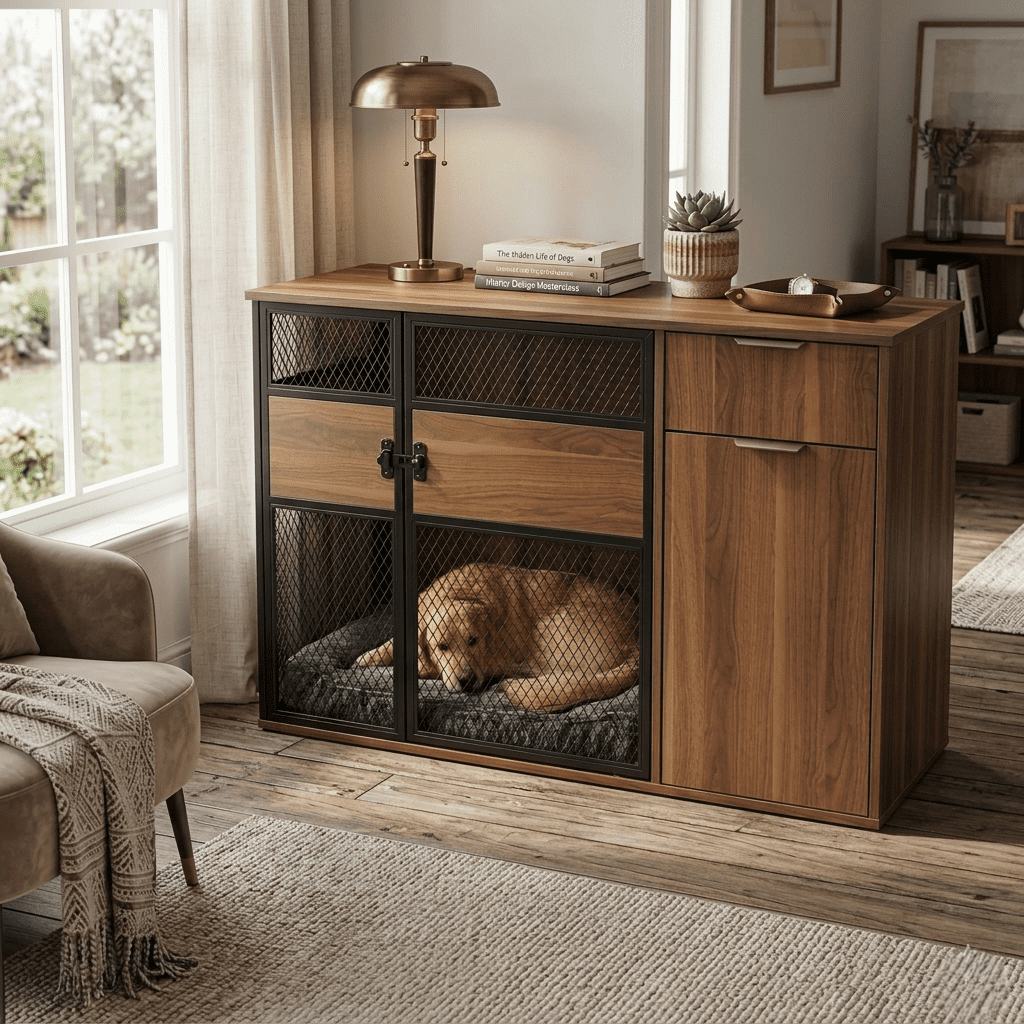 Lucky Kennels Clover Console Furniture Style 1 48" Wooden Crate for Dogs
