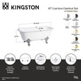 thumbnail image 4 of Aqua Eden VCTQND6732NL7 67-Inch Cast Iron Rectangular Double Ended Clawfoot Tub (No Faucet Drillings) in White/Brushed Brass, 4 of 5