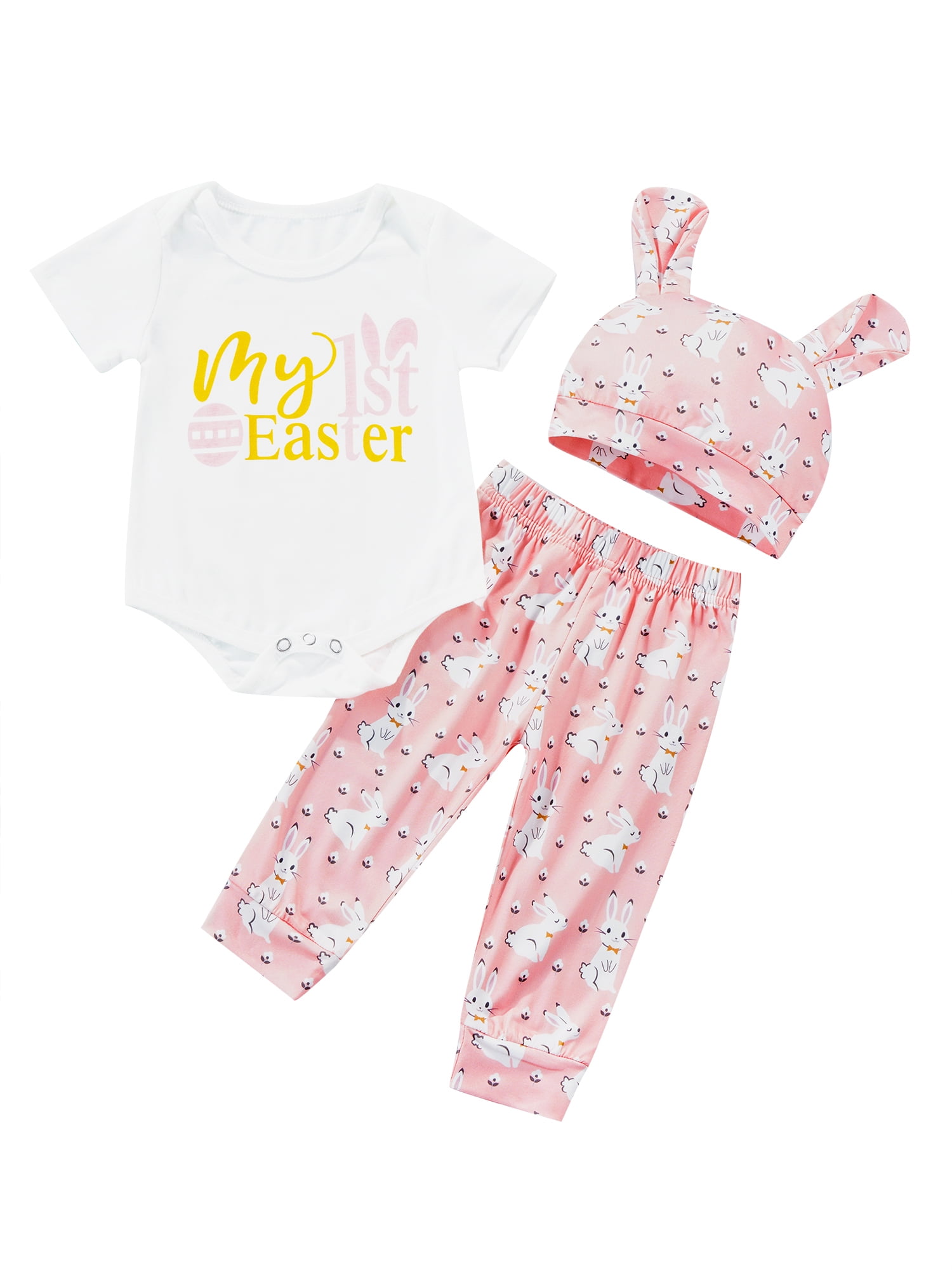 GAP Baby Girls Size 6-12 Months Pink Bunny Rabbit Princess 2-Piece Pajama PJ Set 