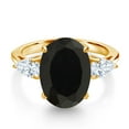 thumbnail image 3 of Gem Stone King 18K Yellow Gold Plated Silver 3-Stone Engagement Ring Onyx Moissanite (5.80 Cttw), 3 of 6