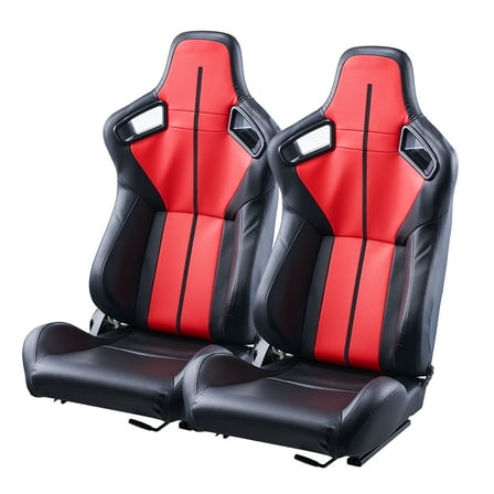 KFFKFF Adjustable Racing Seat Set with Reclining Feature, Durable Foam Padding, PVC Leather Cover, and Q235B Slider, Suitable for Racing Cars and Go-Karts