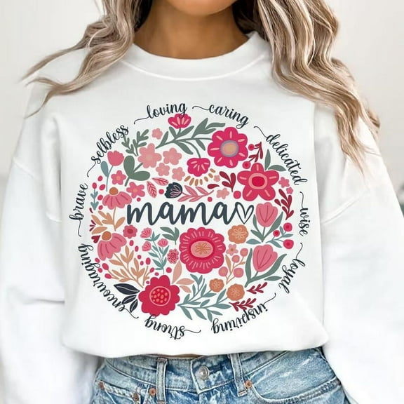 Boho Floral Mama Sweatshirt, Mom Adjectives Shirt, She Is Mom Sweatshirt, Grandma Nana Mimi Gigi Shirt, Retro Mama Shirt, Mother's Day Sweatshirt