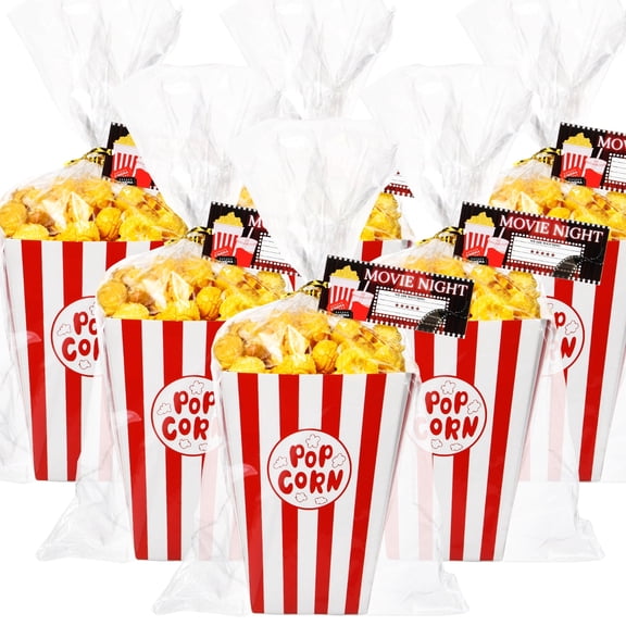 24Pcs Movie Night Party Supplies Popcorn Boxes Clear Bags Tickets Birthday Wedding Favors