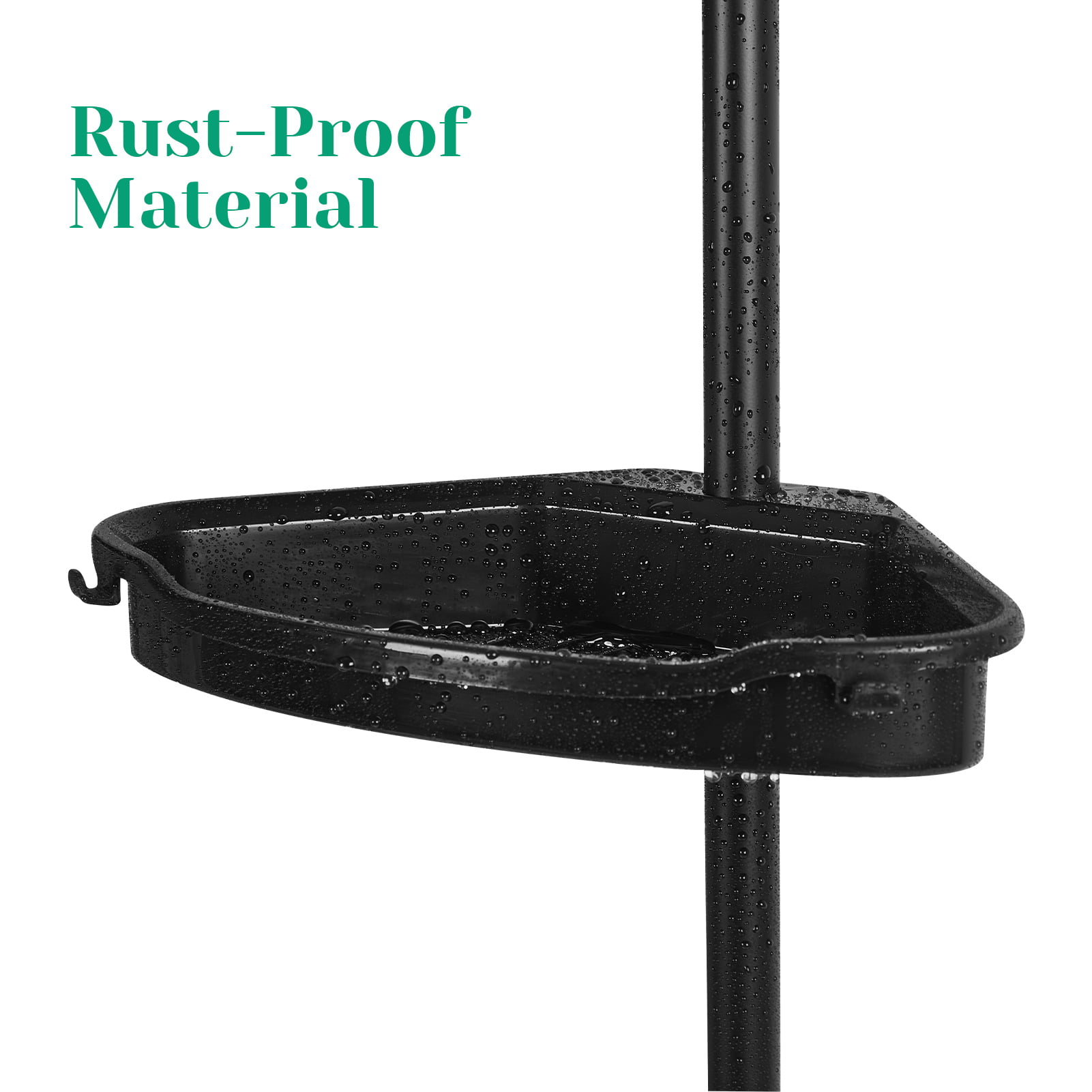 Rustproof Shower Caddy Corner,4-Tier Adjustable Shelves with Tension Pole,Black Rainbow Home Finish: Black