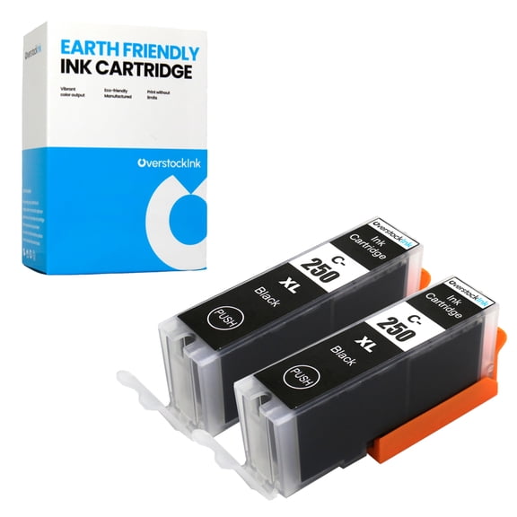 OverstockInk PGI-250XL PGBK Ink Cartridges Compatible for Canon PGI-250XL Ink Cartridge for PIXMA MG5520 MG5522 MG5620 MG5622 MG6320 MG6420 MG6620 MG7120 MG7520 MX722 MX920 MX922 (2 Pigment Black)