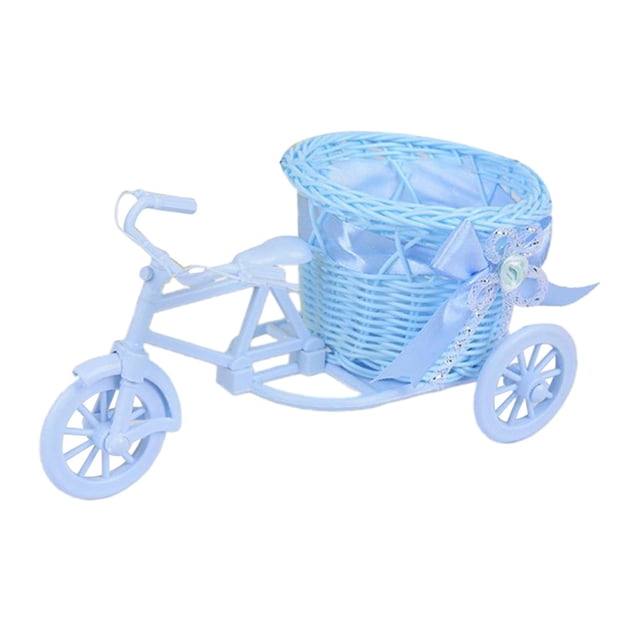 Artificial Flower Basket Bike Shaped Flower Stand Desktop Storage Basket Blue