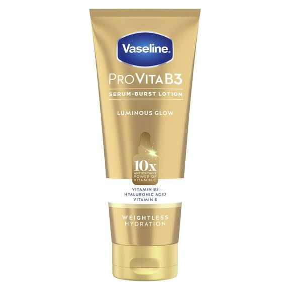 Vaseline Pro VitaB3 Serum Burst Hydrating Lotion Luminous Glow Lightweight 10x Antioxidant Power of Vitamin C with Vitamin B3, Hyaluronic Acid & Vitamin E, 7.5 oz