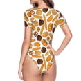thumbnail image 4 of The Xecao Coffee Bun Hot Dog Women's Crew Neck Body Suit, a short-sleeved bodysuit and basic swimsuit, both comfort and style for dating and daily life, 4 of 9