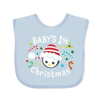 Inktastic Baby's 1st Christmas Cute Penguin with Candy Canes Boys or Girls Baby Bib