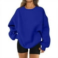 thumbnail image 2 of Womens Crewneck Sweatshirt Oversized Cute Fleece Soft Plain Lightweight Pullover Trendy Comfy Tops with Pockets Blue S, 2 of 5