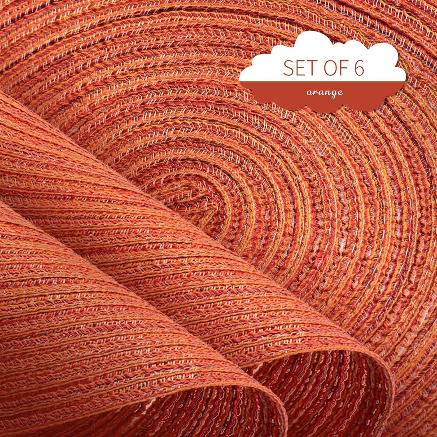 Round Braided Placemats Set of 8 Place mats for Dining Tables Woven Heat Resistant Table Mats 15 inch for Fall (E Brown, 8pcs)