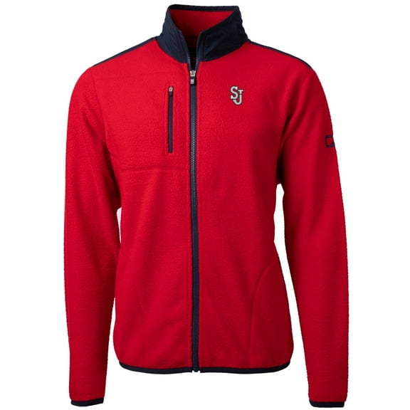 Men's Cutter & Buck Red St. John's Red Storm Team Logo Cascade Eco Sherpa Fleece Full-Zip Jacket