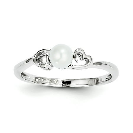 Sterling Silver Rhodium-plated FW Cultured Pearl Ring