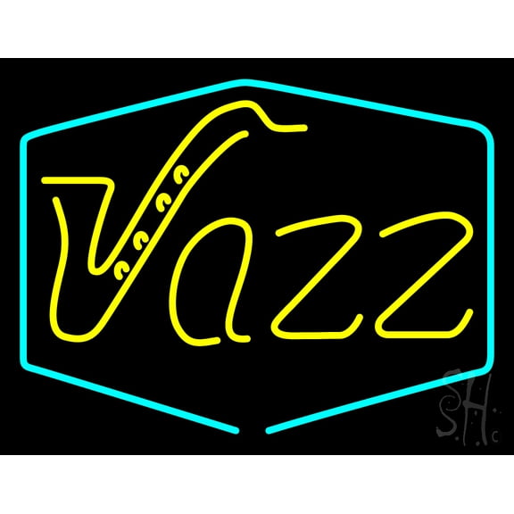 Yellow Jazz Room LED Neon Sign 15" Tall x 19" Wide - inches Black Square Cut Acrylic Backing, with Dimmer - Premium built indoor Sign for Studio, Club, Home décor, Event, Workshop, Storefront.