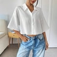 thumbnail image 5 of Women's Short Sleeve Button Down Shirt Casual Summer Top With Flip Collar, 5 of 9