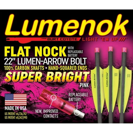 Lumenok 22in Carbon Bolt w/Flat Ends 3-Pack Pink