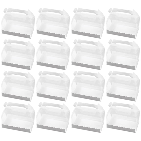 50 Pcs Clear Gable Box with Carrying Handle for Dessert Bread Gift Box, Clear Plastic Party Cookie Packaging Box, Easy to Assemble, Suitable for Christmas Wedding Party