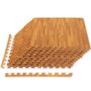12pcs Wood Grain Interlocking Floor Mats Printed Foam Tiles 24”x24"