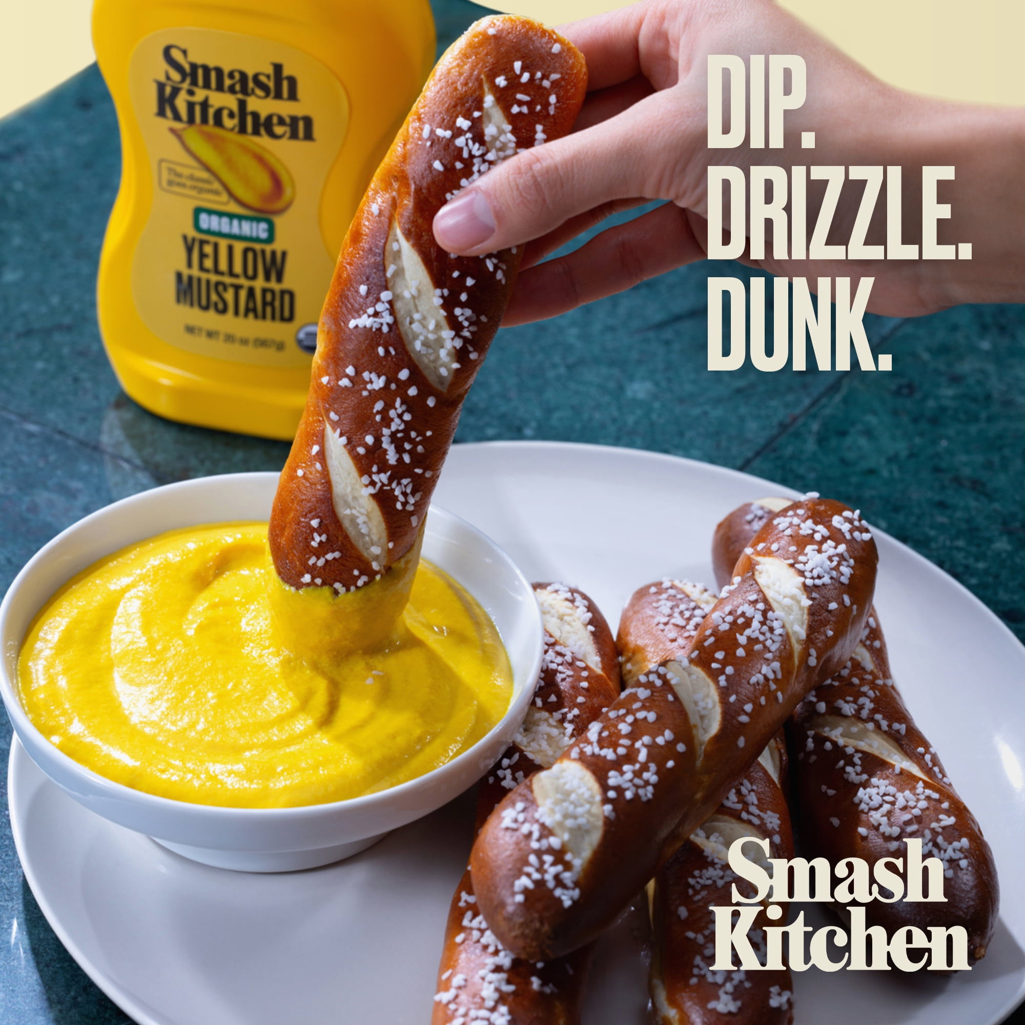 (12 pack) Smash Kitchen Organic Yellow Mustard, 20 oz Bottle