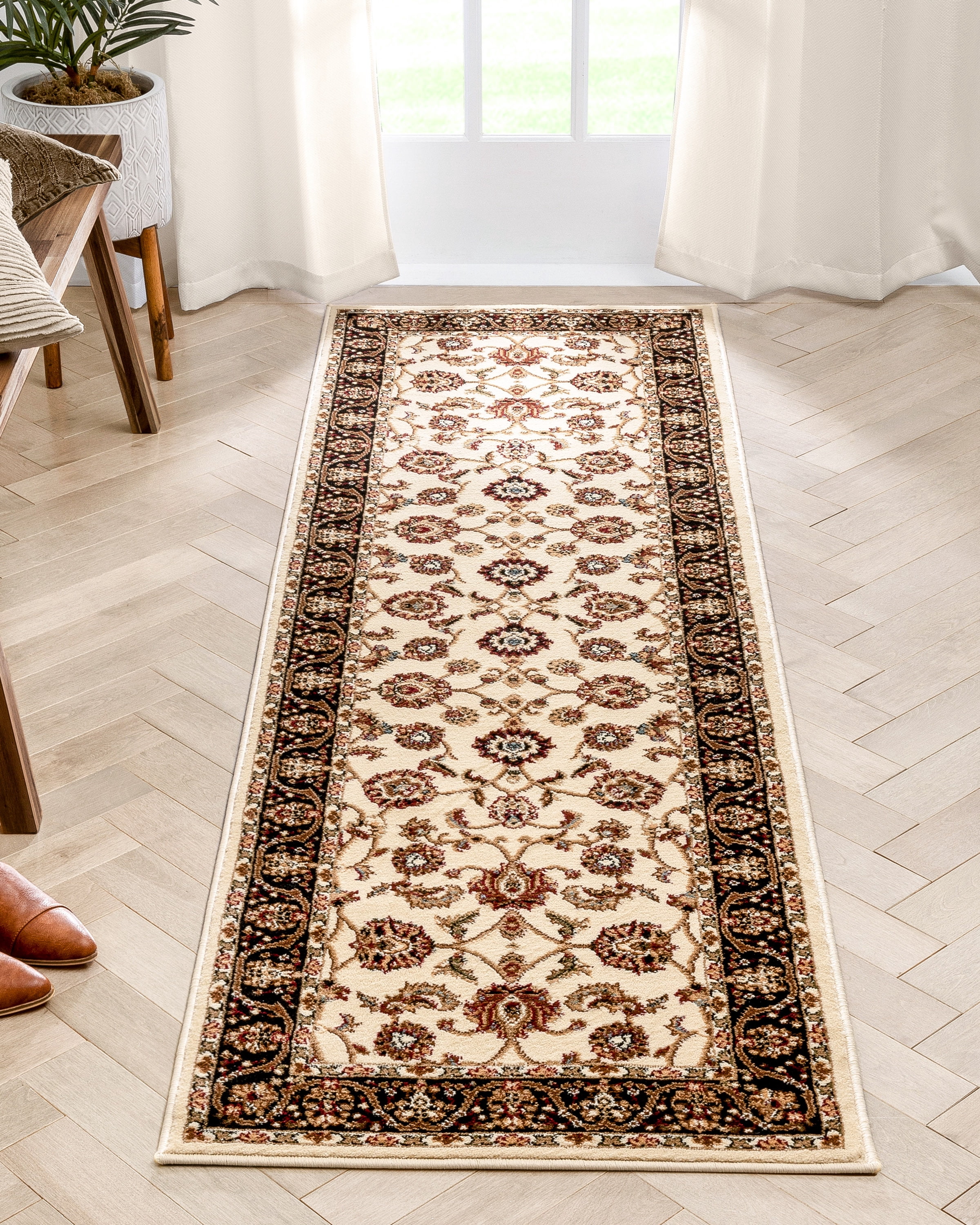 Well Woven Barclay Sarouk Traditional Oriental Panel Ivory 2'3" x 7'3" Runner Rug