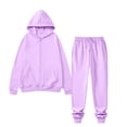 thumbnail image 2 of Women 2 Piece Fleece Tracksuit Zip Up Long Sleeve Hoodies Elastic Waist Joggers Fall Athletic Running Casual Outfits S-3XL, 2 of 7