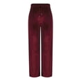 thumbnail image 6 of fheaev Velvet Pants for Women Drawstring Wide Leg Casual Pant Solid Color Elastic High Waist Straight Leg Pants Loose Comfy Trousers With Pockets, 6 of 8