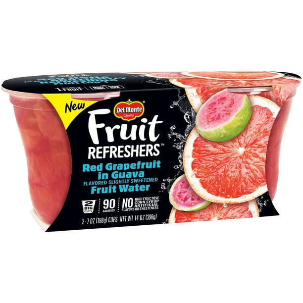 (2 Cups) Del Monte Fruit Cups Fruit Refreshers Red Grapefruit in Guava