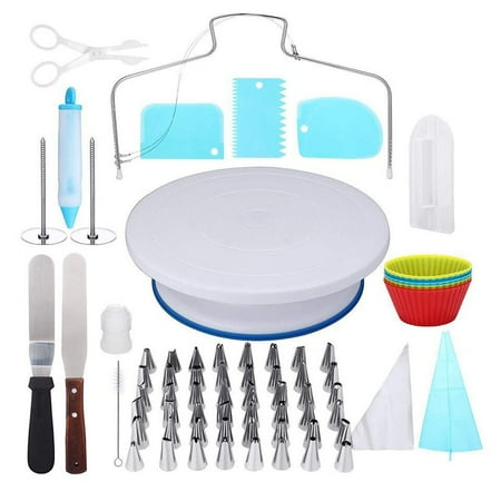 

90Pcs Cake Decorating Tools Non Slip Base Cake Turntable Decor Smooth Spatula Decorating Pen Cake Cup Frosting Tools