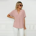 thumbnail image 4 of Fjuchai Womens Chiffon Shirt Summer V-Neck Loose Short Sleeve T-Shirt for Female Casual Pullover Tees Shirt S-XXL, 4 of 9