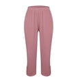 thumbnail image 6 of Edvintorg Women Capri Pants Plus Size Cotton Elastic Waisted Casual Capris Trouser with Pockets Fashion Clothing Pink XXXXL, 6 of 8