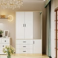 thumbnail image 5 of Idealcabin Freestanding Wardrobe Armoire With Drawers, Bedroom Wardrobe Closet for Hanging Clothes, Wood Cabinet with Shelves, 5 of 7
