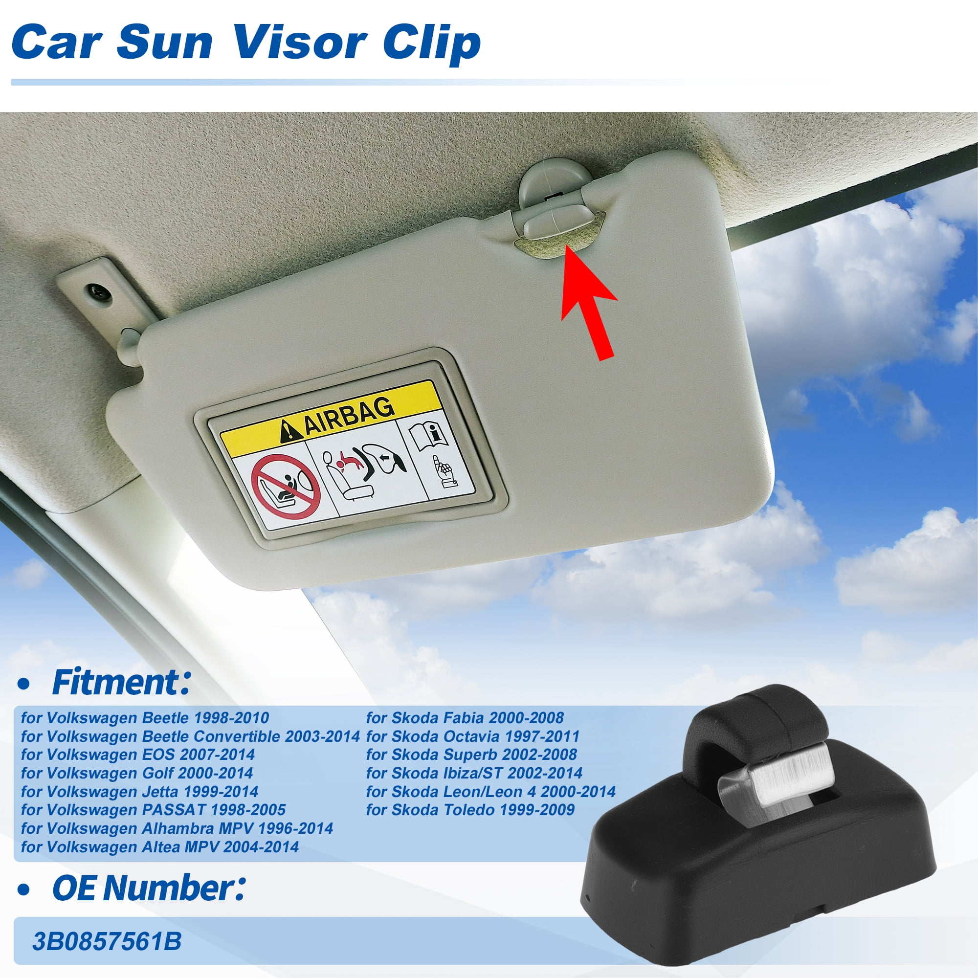 Unique Bargains Sun Visor Clip for Volkswagen Beetle 1998-2010 and Other Models