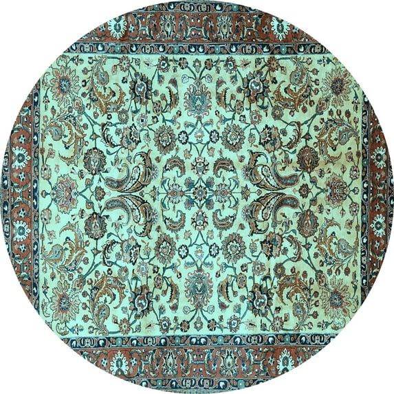 Ahgly Company Indoor Round Persian Light Blue Traditional Area Rugs, 4' Round