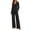 Black, variant on Womens Full Length Outfit Sets 2 Piece Ruched V-Neck Tops and Long Pants Lounge Set Soft Ribbed Knit Daily Casual Outfit