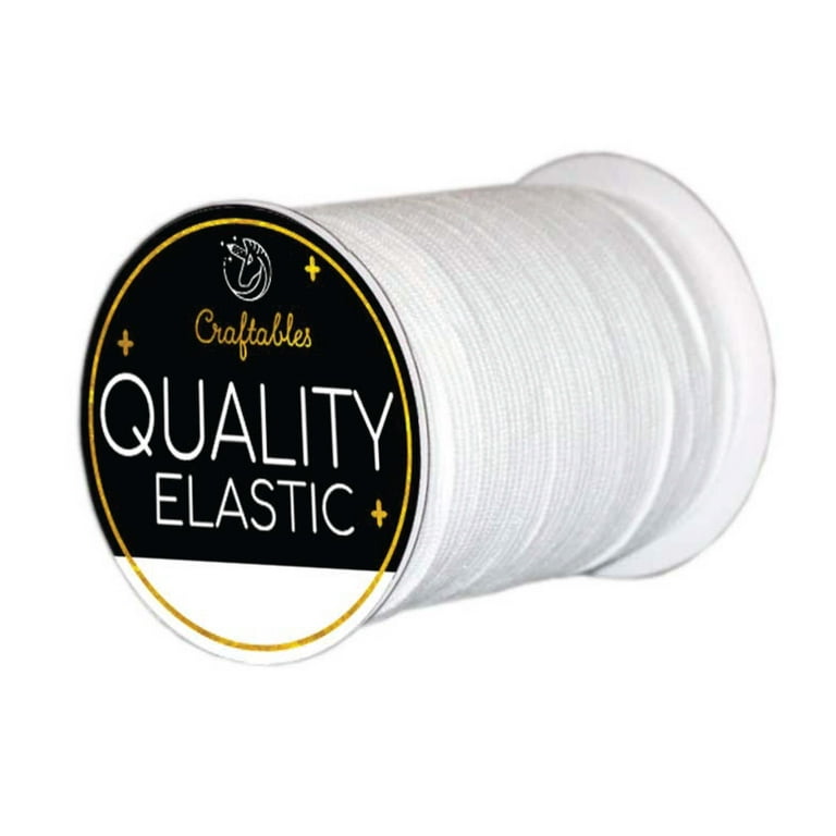 Kasmena White 70-Yards Length 1/4 Width Braided Elastic Cord/Elastic Band/Elastic Rope/Bungee/White Heavy Stretch Knit Elastic Spool with Free Tape