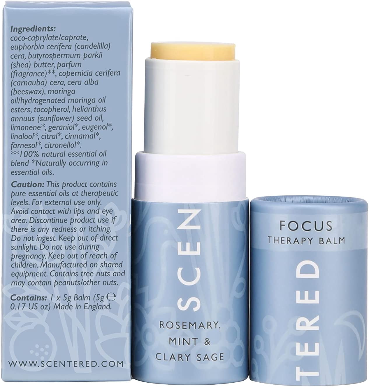 Scentered Aromatherapy Inhaler Balm FOCUS - Boost Concentration & Alertness - Natural Essential Oils