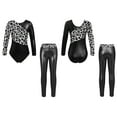 thumbnail image 1 of iiniim Kids Girls 2 Piece Gymnastics Outfits Shiny Long Sleeve Leotards with Athletic Leggings Set Dance Tracksuit, 1 of 7