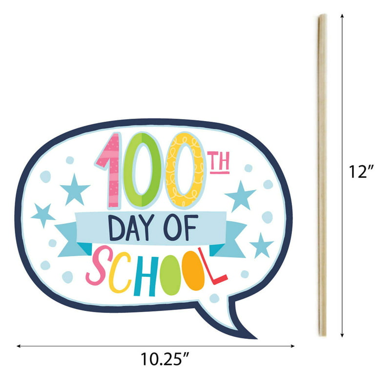 Big Dot of Happiness Happy 100th Day of School - 100 Days Party Photo Booth  Props Kit - 20 Count
