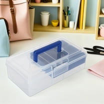EXHUMKY Transparent Plastic Sewing Box Organizer with Dividers for Embroidery and Art Crafts Storage