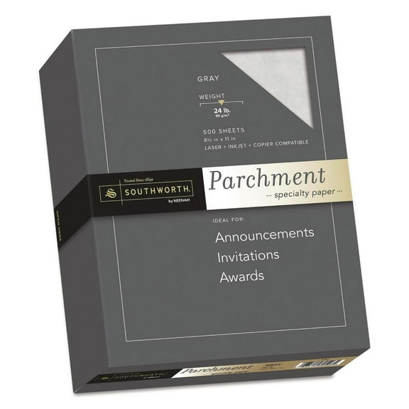 Southworth 974C 24 lbs. Bond Weight 8.5 in. x 11 in. Parchment Specialty Paper - Gray (500/Box)