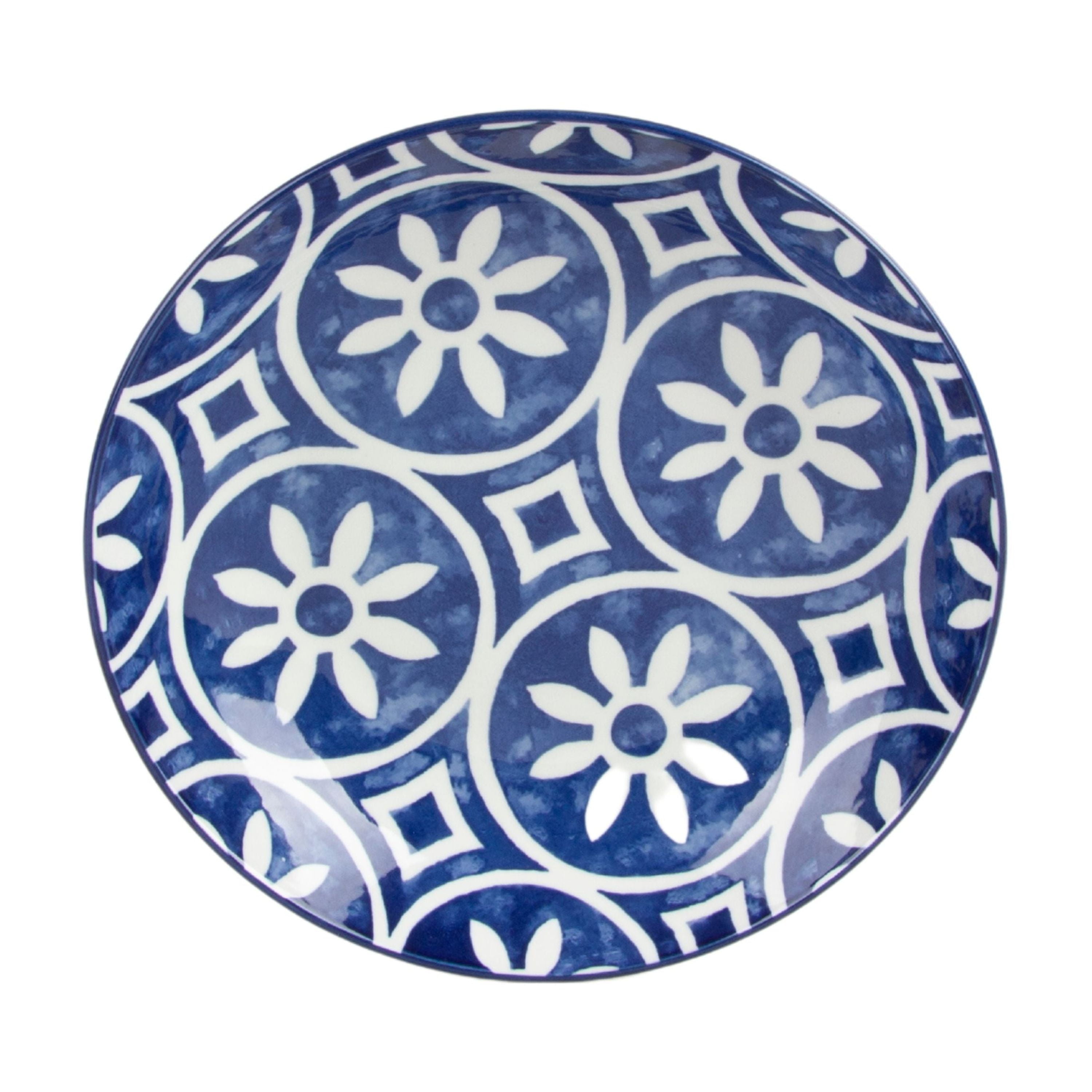 (4 pack) Mainstays Blue Rim Printed 32 oz Coupe Dinner Bowl