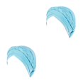 thumbnail image 3 of ZLight Turban Breathable Assorted Colors Single Layer Elastic Comfortable Polyester Head Scarf Wraps Hair Bonnet for Women Lake Blue Standard 2Set, 3 of 6